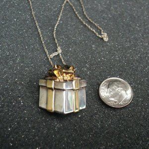 Lenox Sterling Silver-24K Gold Electroplated Gift Surprise Necklace Pin Pendant
